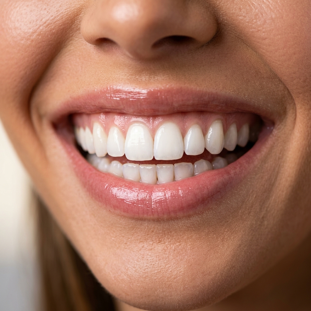 Before treatment yellowed teeth close-up